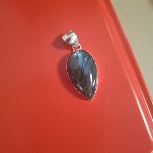 Teardrop Labradorite Pendant Necklace - Blue Flash Gemstone